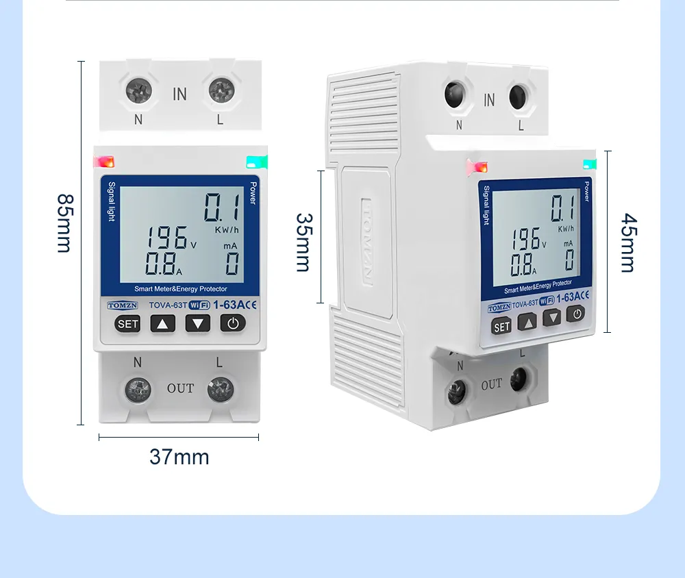 Reclosable Smartlife TUYA WIFI Circuit Breaker 63A 110V 220V Energy Meter Metering Timer With Voltage Current Leakage Protection